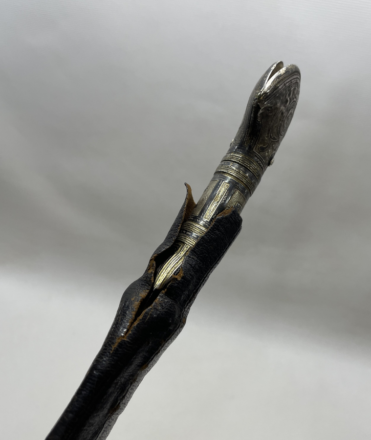 OSMANLI DÖNEMİ OSMANLICA YAZILI GÜMÜŞ SAPLI ORJİNAL KINIINDA ÇERKES ŞAŞKASI