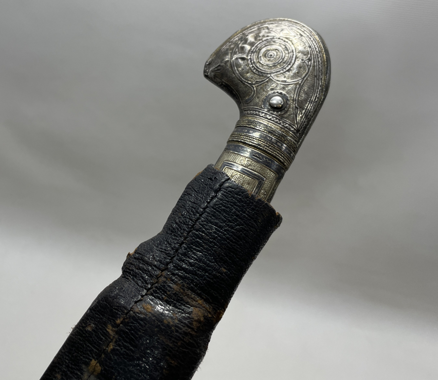 OSMANLI DÖNEMİ OSMANLICA YAZILI GÜMÜŞ SAPLI ORJİNAL KINIINDA ÇERKES ŞAŞKASI