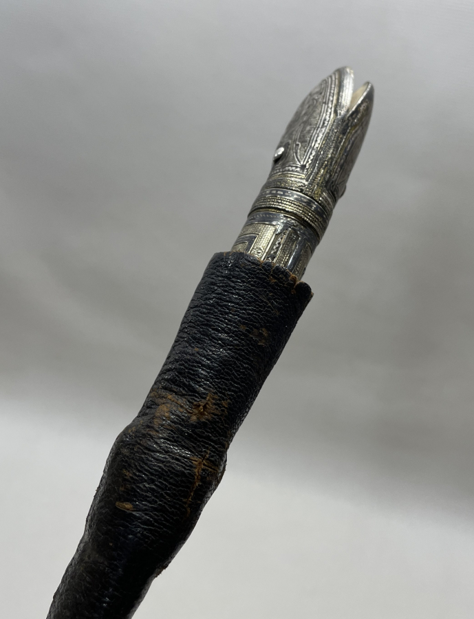 OSMANLI DÖNEMİ OSMANLICA YAZILI GÜMÜŞ SAPLI ORJİNAL KINIINDA ÇERKES ŞAŞKASI