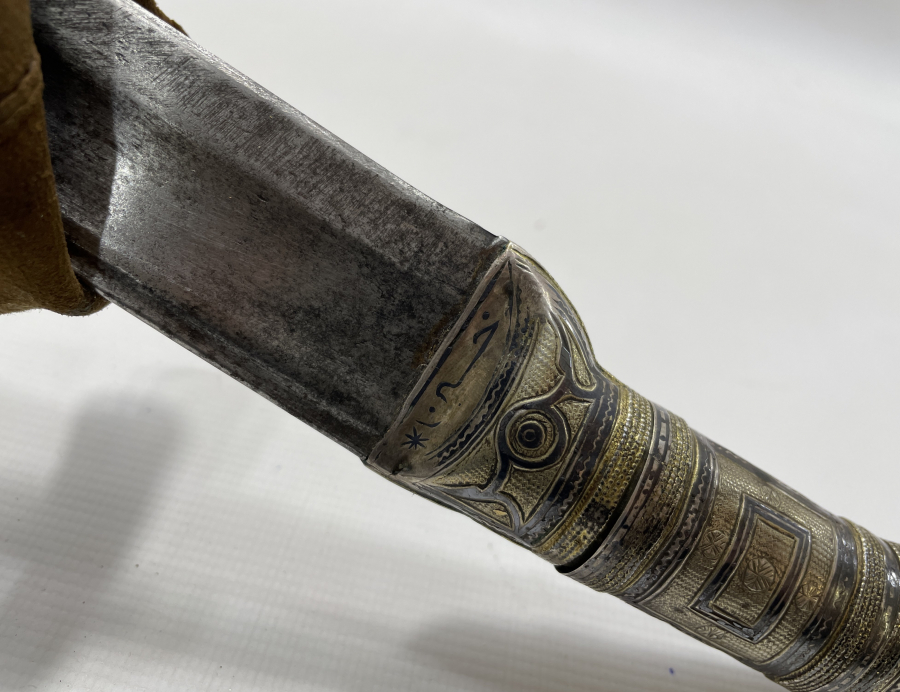 OSMANLI DÖNEMİ OSMANLICA YAZILI GÜMÜŞ SAPLI ORJİNAL KINIINDA ÇERKES ŞAŞKASI