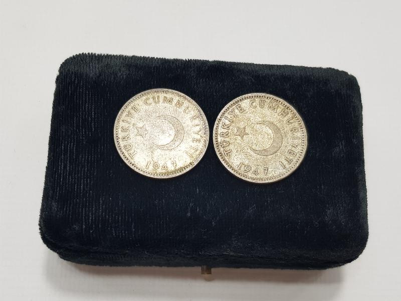 1947 TARİHLİ İKİ ADET GÜMÜŞ 1 LİRA