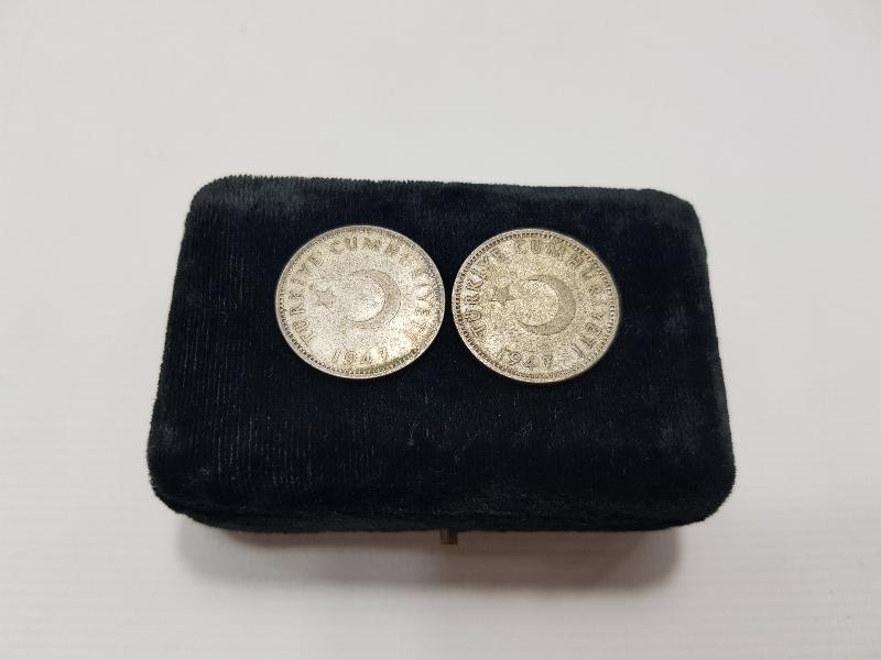 1947 TARİHLİ İKİ ADET GÜMÜŞ 1 LİRA