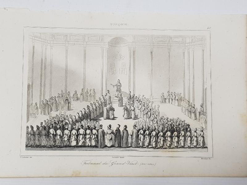 OSMANLI DÖNEMİ GRAVÜR: SARAYDA BÜYÜKVEZİRİN DAVETLİLERİ KABULÜ