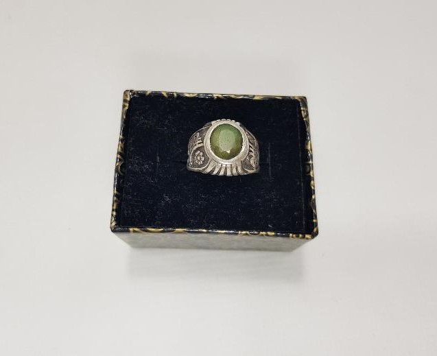 YEŞİM TAŞLI TUĞRALI GÜMÜŞ YÜZÜK 