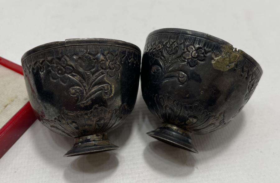 OSMANLI DÖNEMİ ESERİ İSTANBUL GÜMÜŞ ÇİFT FİNCAN ZARFI