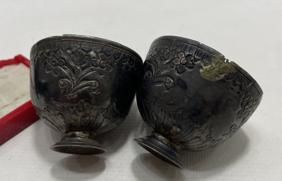 OSMANLI DÖNEMİ ESERİ İSTANBUL GÜMÜŞ ÇİFT FİNCAN ZARFI