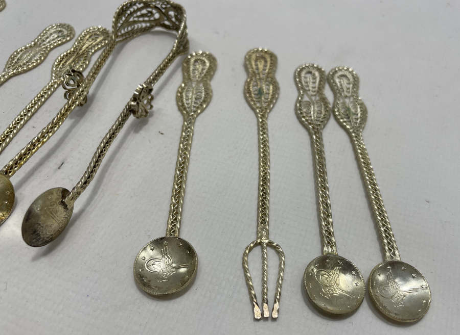 OSMANLI DÖNEMİ GÜMÜŞ KAPLAMA ÇAY TAKIMI