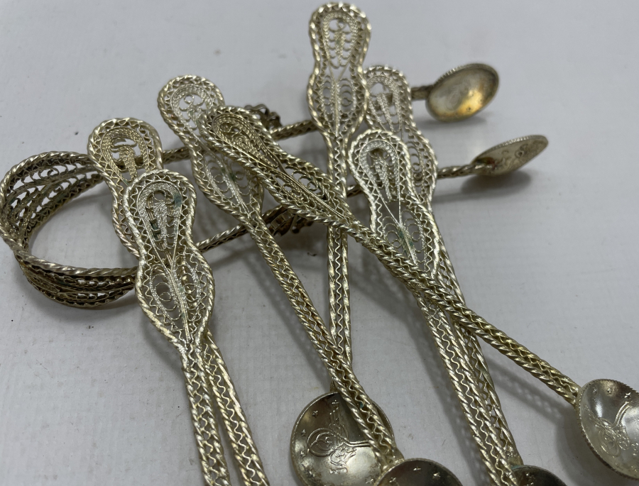 OSMANLI DÖNEMİ GÜMÜŞ KAPLAMA ÇAY TAKIMI