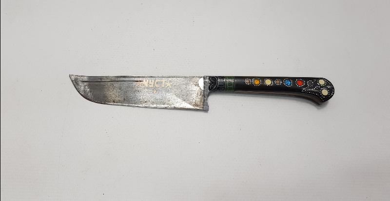 ALTIN KAKMA RUSÇA YAZILI BOYNUZ SAPLI HANÇER 