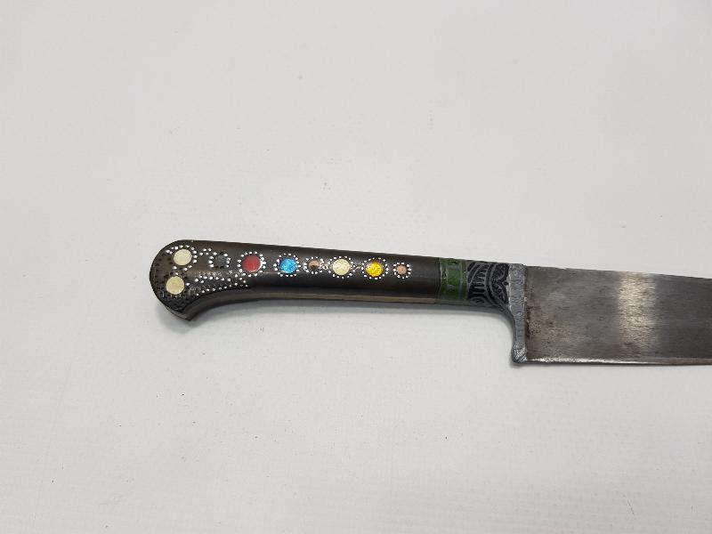 ALTIN KAKMA RUSÇA YAZILI BOYNUZ SAPLI HANÇER 