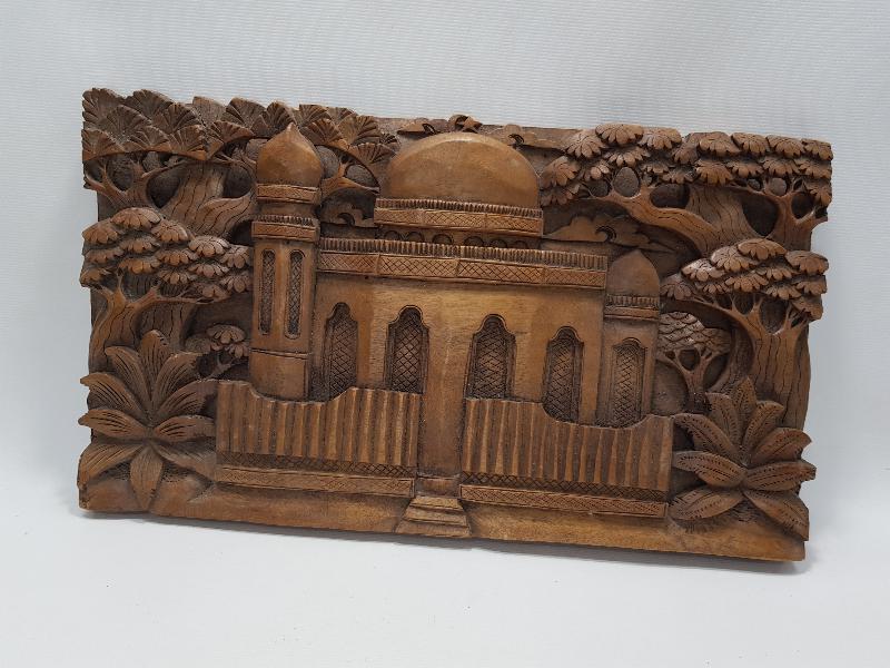 KUDÜS MESCİD-İ AKSA GÖRSELLİ EL OYMA AHŞAP PANO