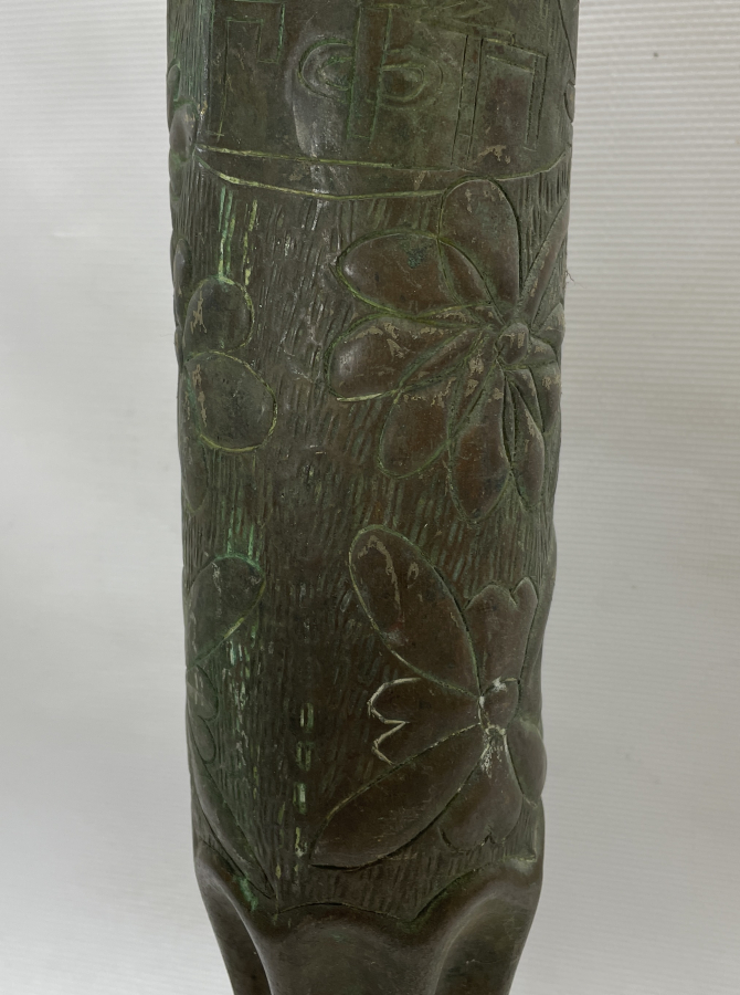 OSMANLI DÖNEMİ TOP MERMİSİNDEN MAMUL ÜZERİ RUMCA YAZILI TOP MERMİSİNDEN MAMUL SANAT ESERİ