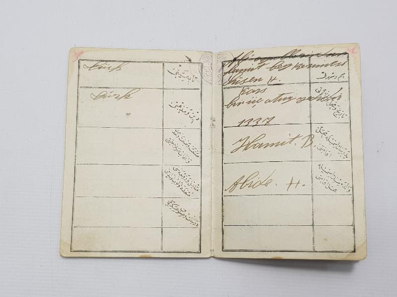 OSMANLICA HÜVİYET CÜZDANI