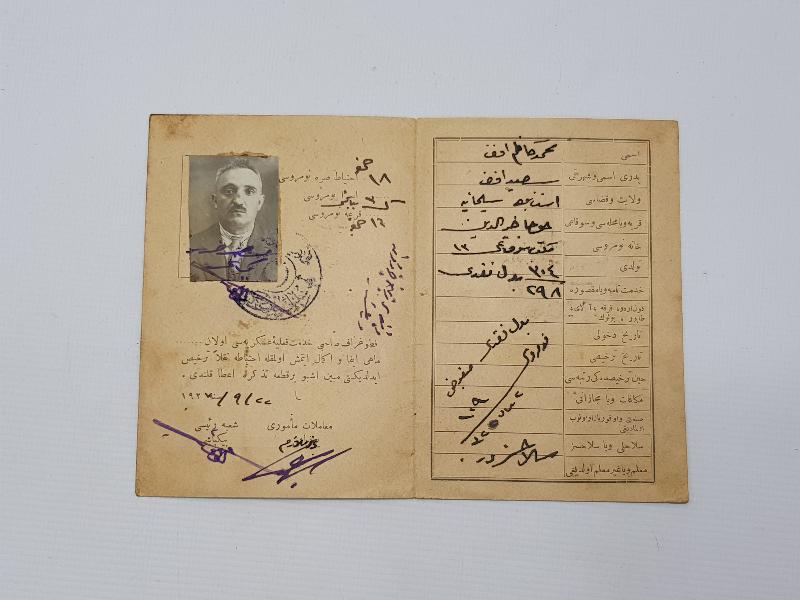 TAYYARE CEMİYETİ TEMALI OSMANLICA ASKERİ MEMUR HÜVİYET CÜZDANI