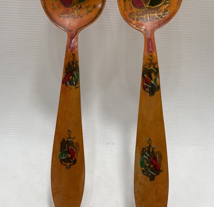 ÜZERİ OSMANLI DEVLET ARMALI ÇİFT TAHTA KAŞIK