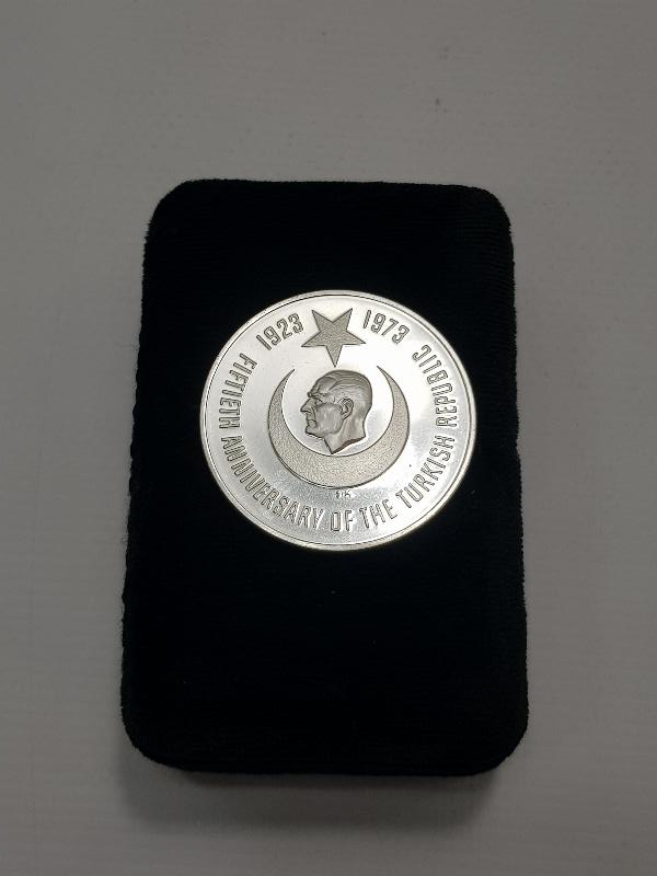 1973 ATATÜRK YURTTA SULH CİHANDA SULH GÜMÜŞ MADALYON 