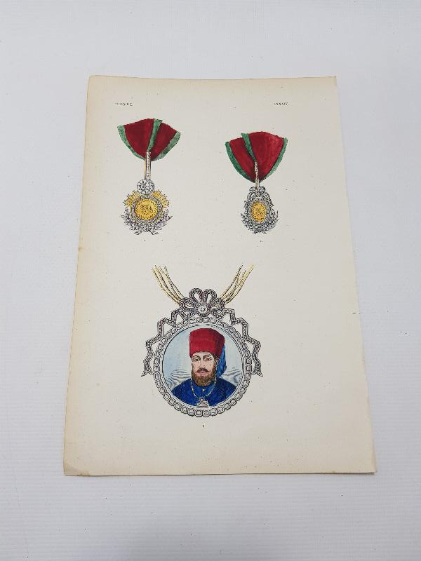 OSMANLI DÖNEMİ SULTAN ABDÜLMECİD VE OSMANLI NİŞANLARI KONULU GRAVÜR