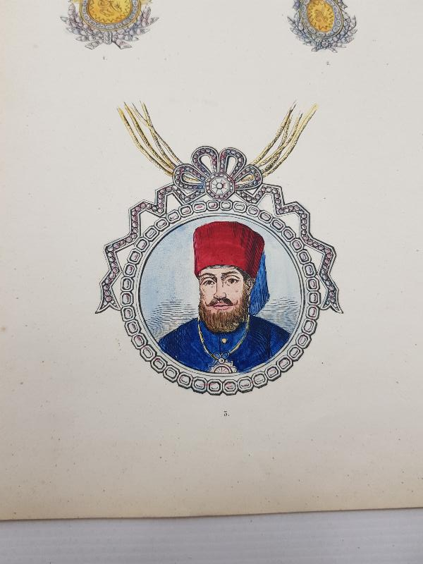 OSMANLI DÖNEMİ SULTAN ABDÜLMECİD VE OSMANLI NİŞANLARI KONULU GRAVÜR