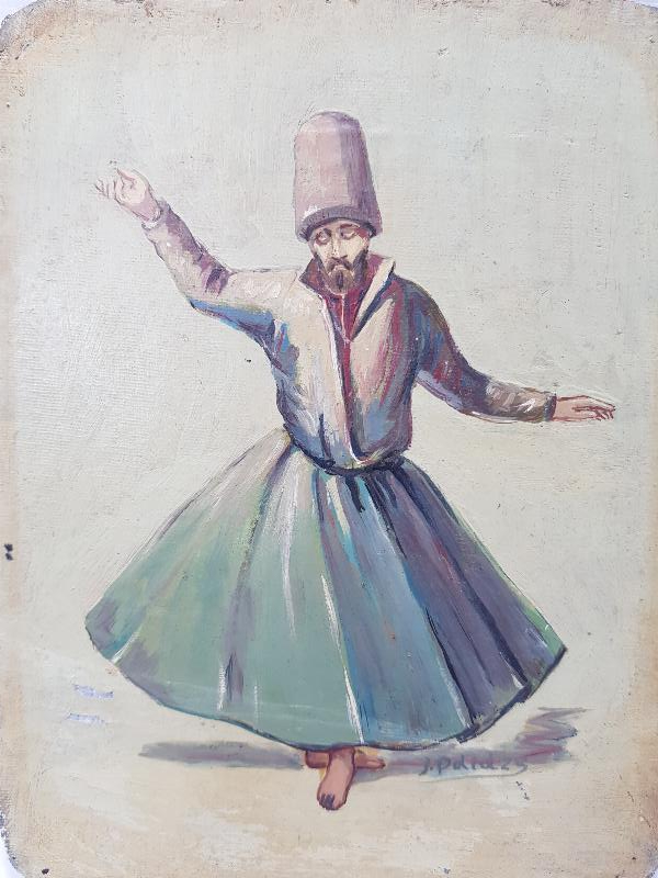 RESSAM J. POLIDZY İMZALI YAĞLI BOYA SEMAZEN TABLOSU 
