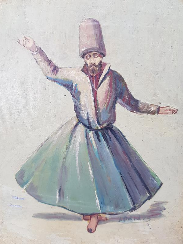 RESSAM J. POLIDZY İMZALI YAĞLI BOYA SEMAZEN TABLOSU 