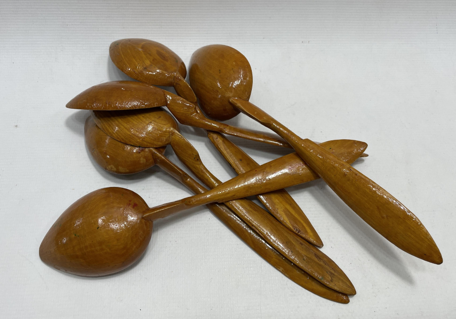 TAMAMI EL OYMASI VE EL BOYAMA ANTİKA TAHTA KAŞIK SETİ