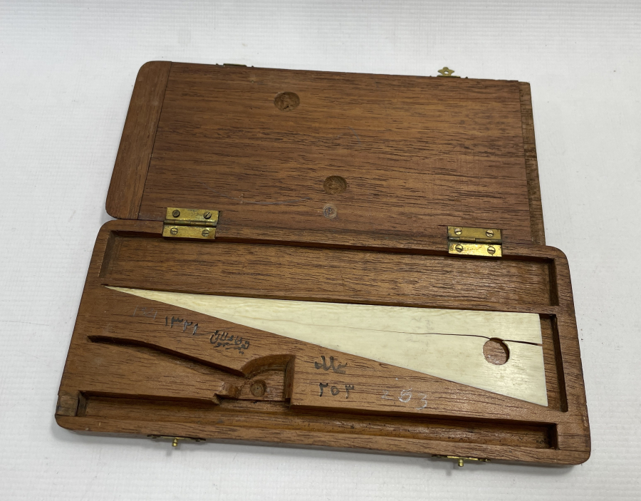 ÜZERİ OSMANLICA YAZILI FİL DİŞİ PERGELİYLE ÇOK NADİR PERGEL KUTUSU 