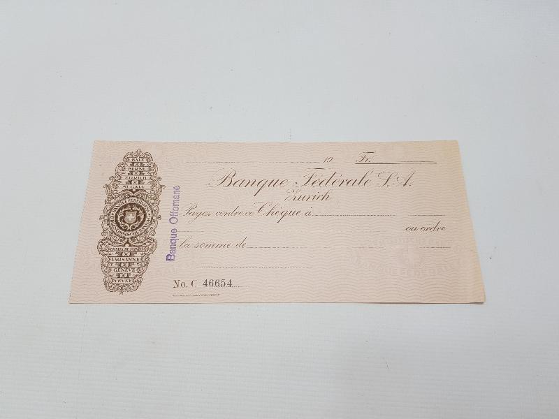 BANQUE OTTOMANE - OSMANLI BANKASI ÇEK