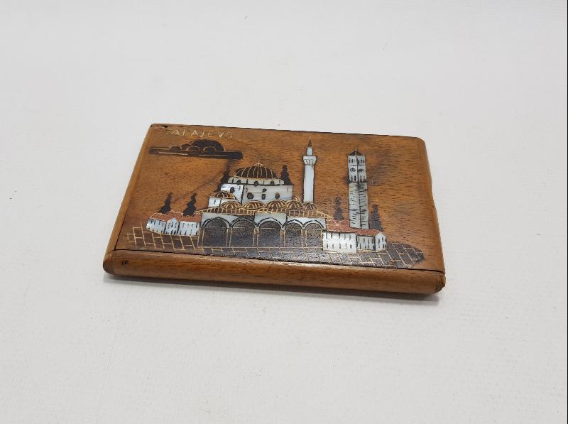 BOSNA İŞİ SEDEF İŞLEMELİ AHŞAP TÜTÜN TABAKASI  
