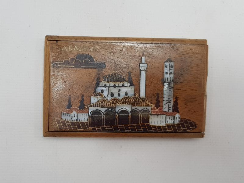BOSNA İŞİ SEDEF İŞLEMELİ AHŞAP TÜTÜN TABAKASI  