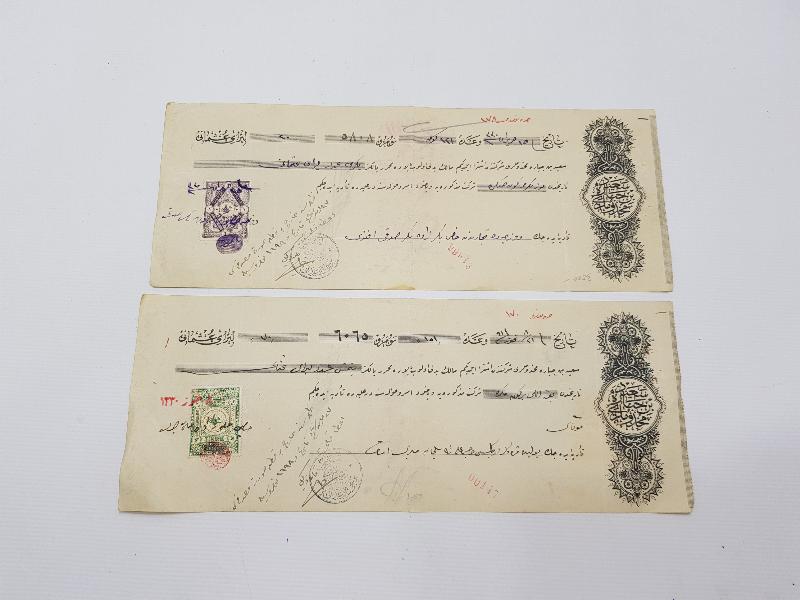 OSMANLI DÖNEMİ İKİ ADET ÇEK 