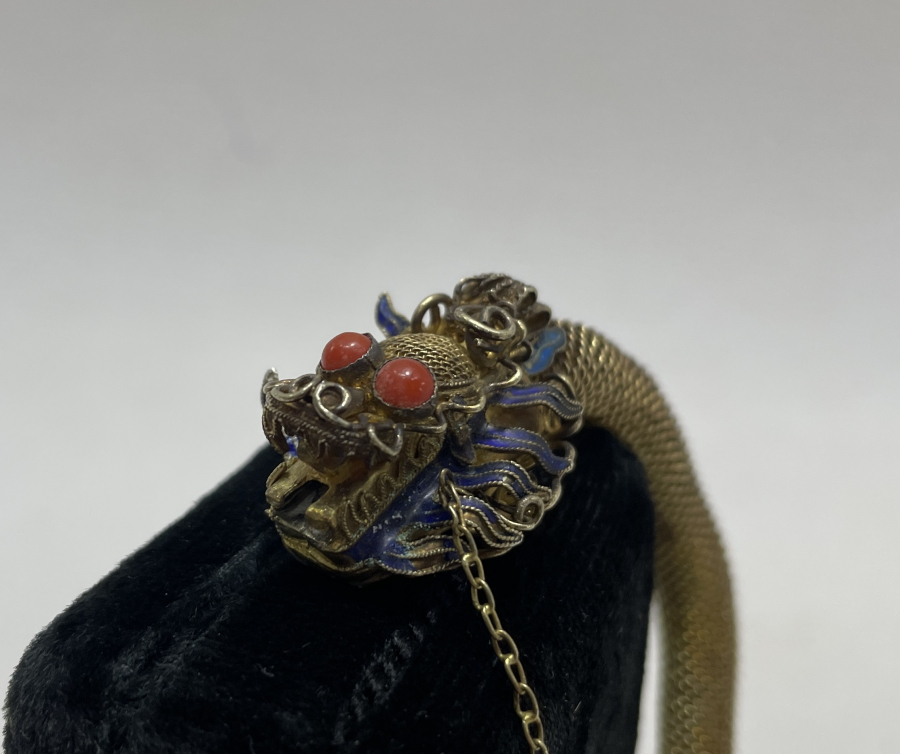 ÜZERİ MİNE İŞÇİLİKLİ ALTIN KAPLAMA  ANTİKA BİLEKLİK