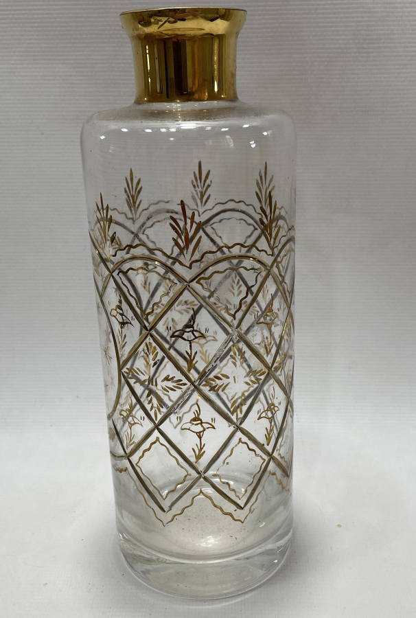 OSMANLI DÖNEMİ BEYKOZ İŞİ ÜZERİ ALTIN VARAKLI BÜYÜK BOY ŞİŞE