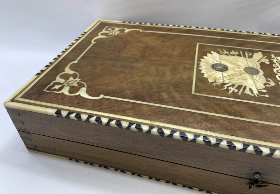 OSMANLI DÖNEMİ ÜZERİ DEVLET ARMALI ÇOK NADİR ESERİ İSTANBUL TAVLA 