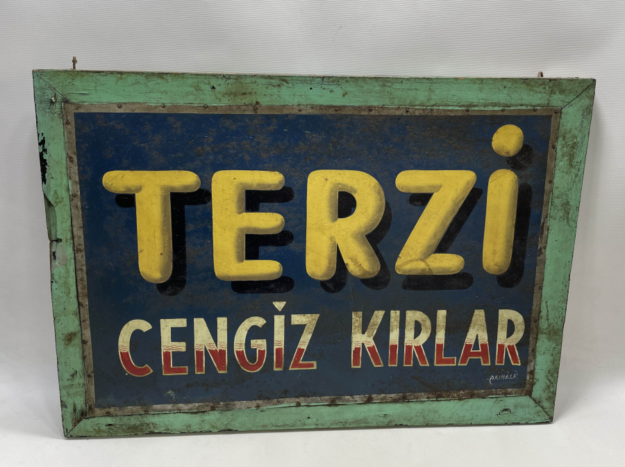 TAMAMI EL YAZMA CUMHURİYET BAŞLARI BÜYÜK BOY ÇİFT TARAFLI TERZİ TABELASI