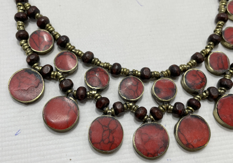 ÜZERİ MERCAN TAŞLI ANTİKA TÜRKMEN İŞİ GERDANLIK