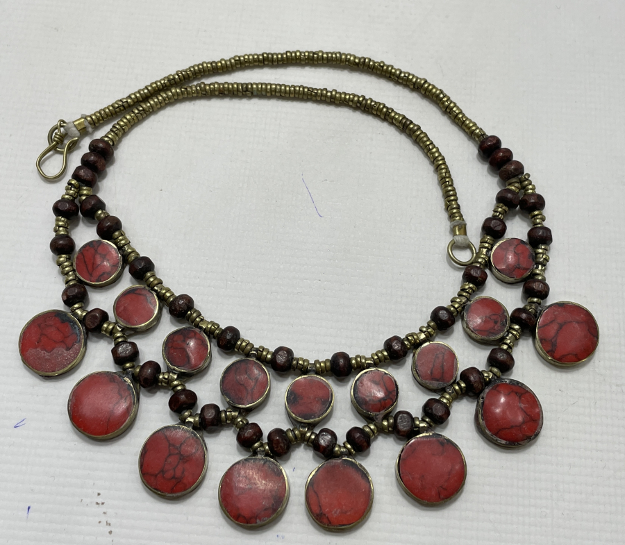 ÜZERİ MERCAN TAŞLI ANTİKA TÜRKMEN İŞİ GERDANLIK