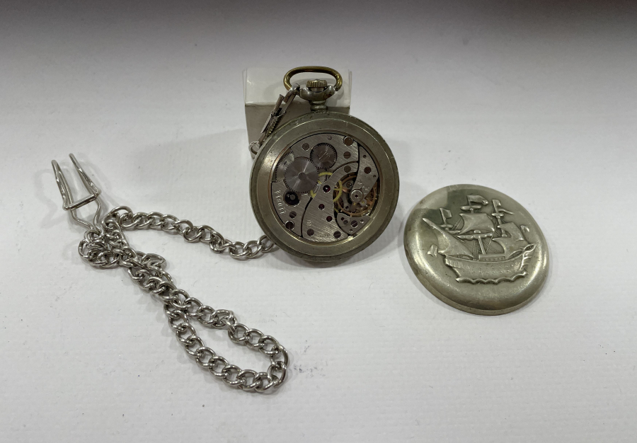 ANTİKA TEPEDEN KURMALI DENİZCİ CEP SAATİ