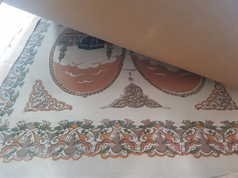 OSMANLI DÖNEMİ KABE VE MESCİDİ NEBEVİ RESİMLİ İPEK PANO