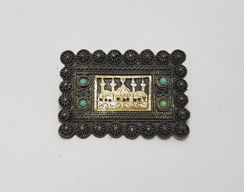 CUMHURİYET İLK DÖNEM CAMİ RESİMLİ BROŞ