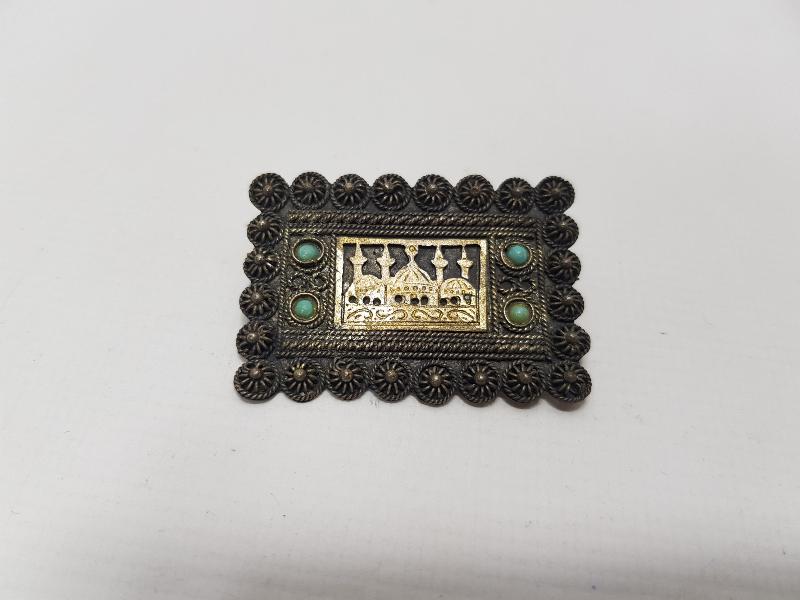 CUMHURİYET İLK DÖNEM CAMİ RESİMLİ BROŞ