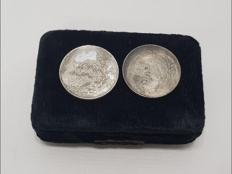 TC İLK DÖNEM İKİ ADET MANDA GÖZÜ 25 KURUŞ