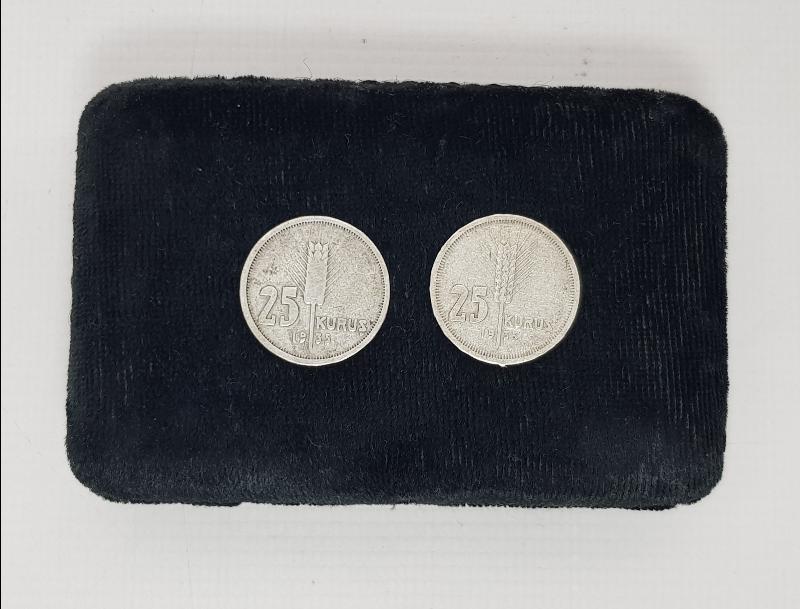 1935 TARİHLİ İKİ ADET GÜMÜŞ 25 KURUŞ