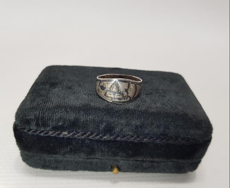 OSMANLI DÖNEMİ CAMİ RESİMLİ SAVATLI GÜMÜŞ YÜZÜK 