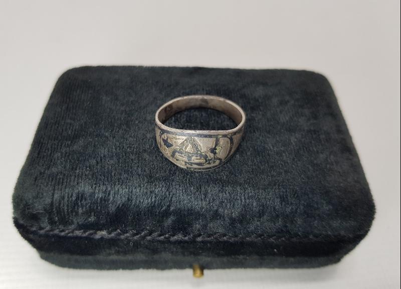 OSMANLI DÖNEMİ CAMİ RESİMLİ SAVATLI GÜMÜŞ YÜZÜK 