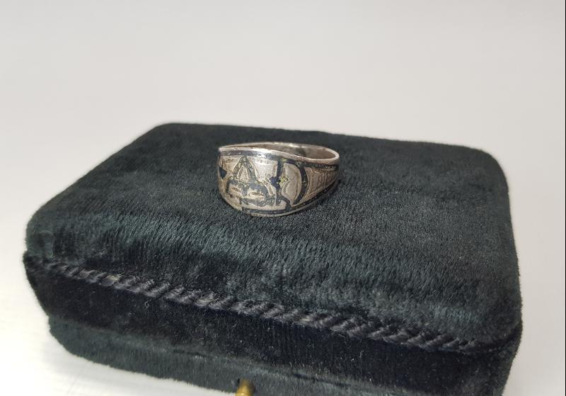 OSMANLI DÖNEMİ CAMİ RESİMLİ SAVATLI GÜMÜŞ YÜZÜK 