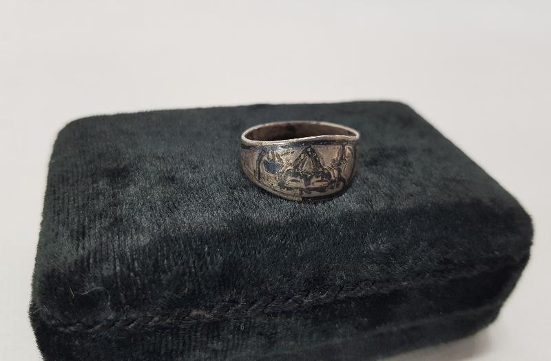 OSMANLI DÖNEMİ CAMİ RESİMLİ SAVATLI GÜMÜŞ YÜZÜK 