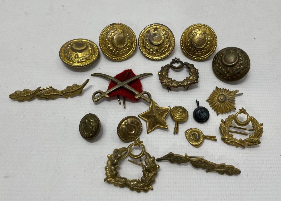 ANTİKA ASKERİ SUBAY ROZET - BRÖVE VE DÜĞME LOTU