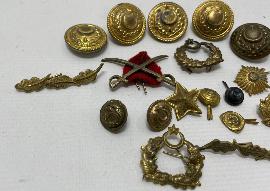 ANTİKA ASKERİ SUBAY ROZET - BRÖVE VE DÜĞME LOTU