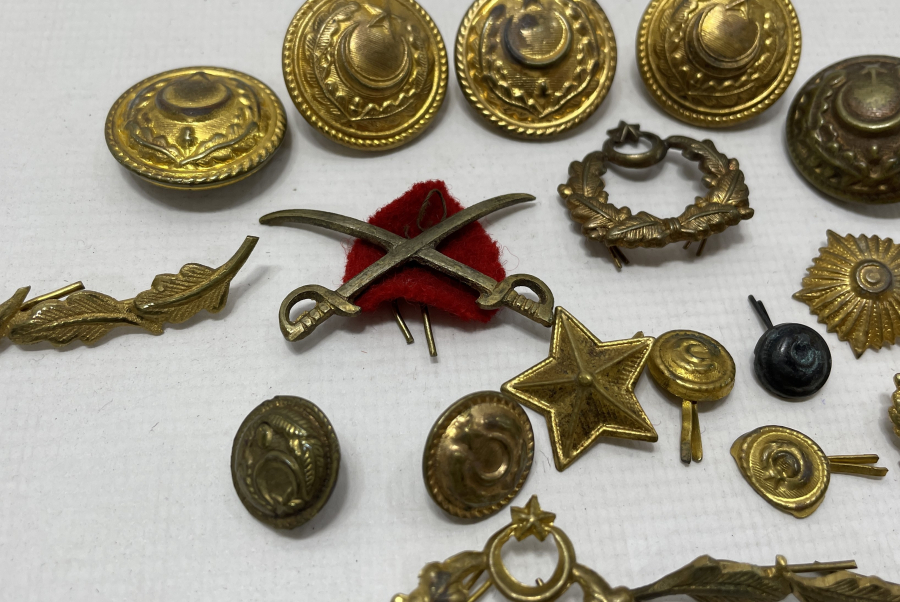 ANTİKA ASKERİ SUBAY ROZET - BRÖVE VE DÜĞME LOTU