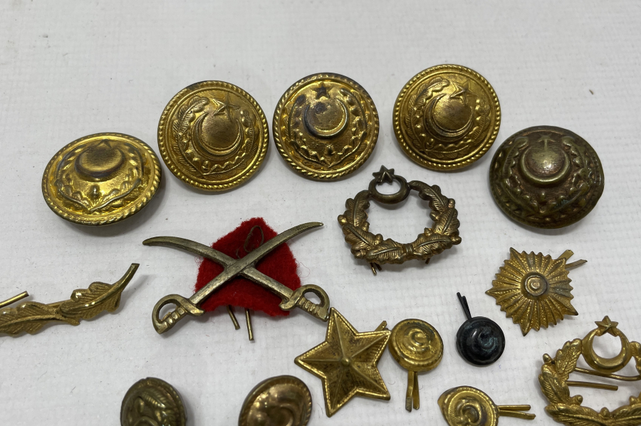ANTİKA ASKERİ SUBAY ROZET - BRÖVE VE DÜĞME LOTU